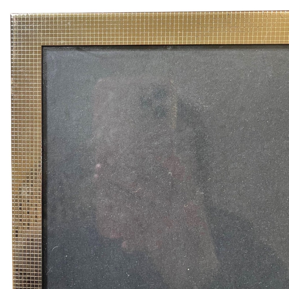 PICTURE PHOTO EASEL FRAME 8x10 Vtg silver plated Milano Gold Ornate checkered